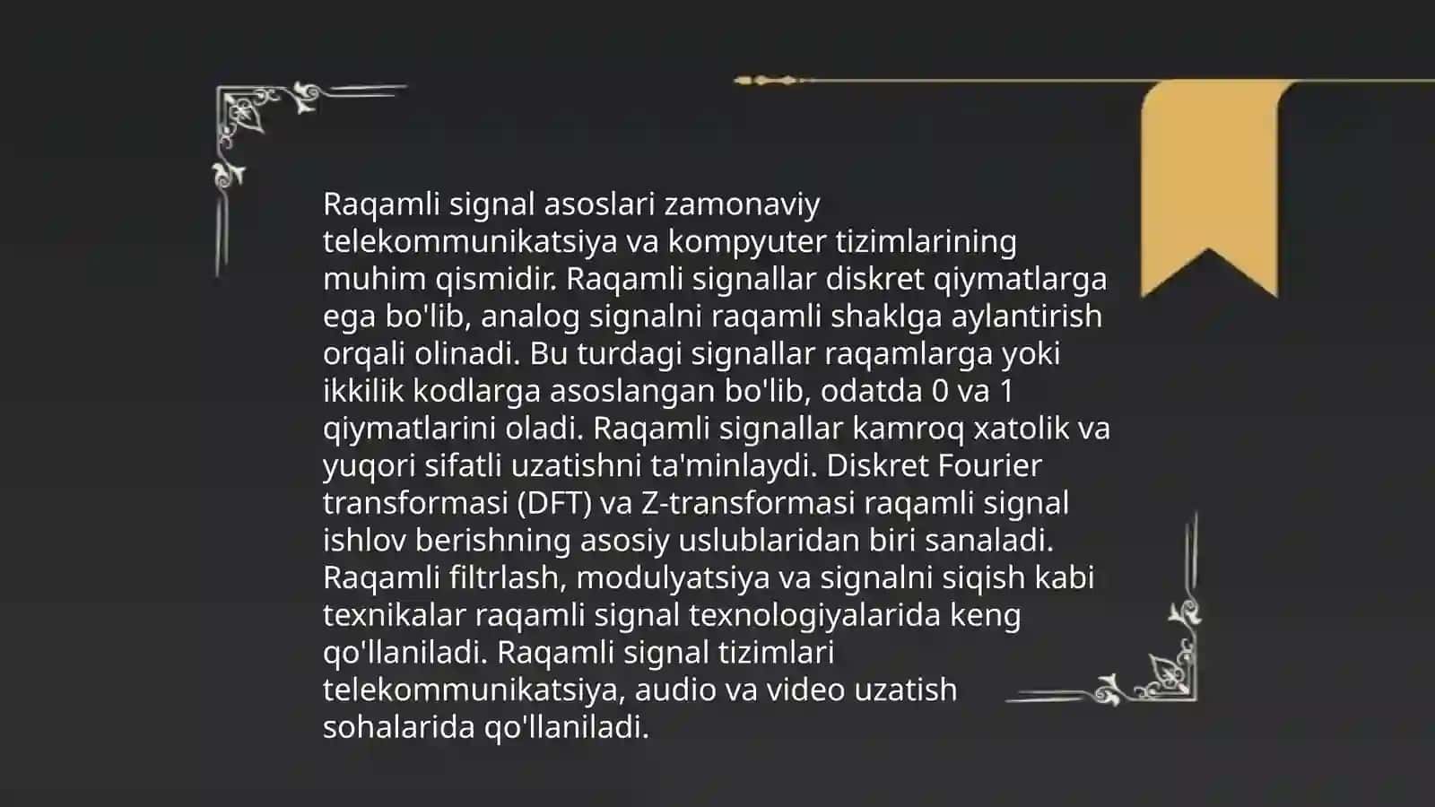 Raqamli signallarni qayta ishlash 3