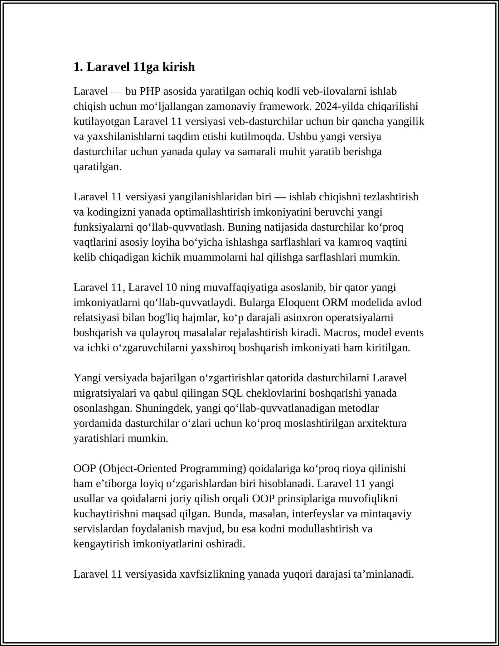 LARAVEL 11DA TO'LIQ MAVZULASHTIRILGAN DARSLIK 3