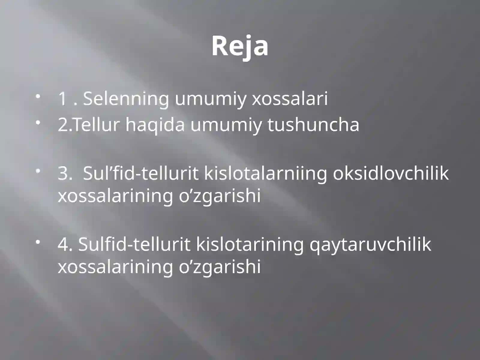 Sul’fid-tellurit kislotalarning xossalari 3