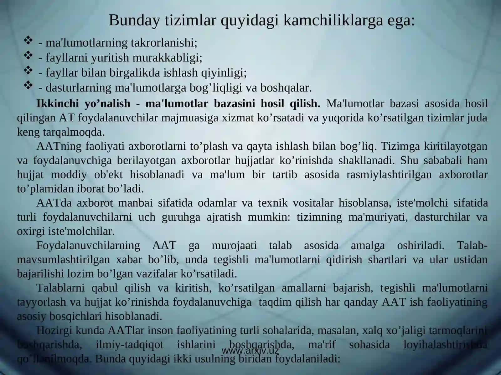 Ma'lumotlar bazasi va uni tashkil qilish tamoyillari 3