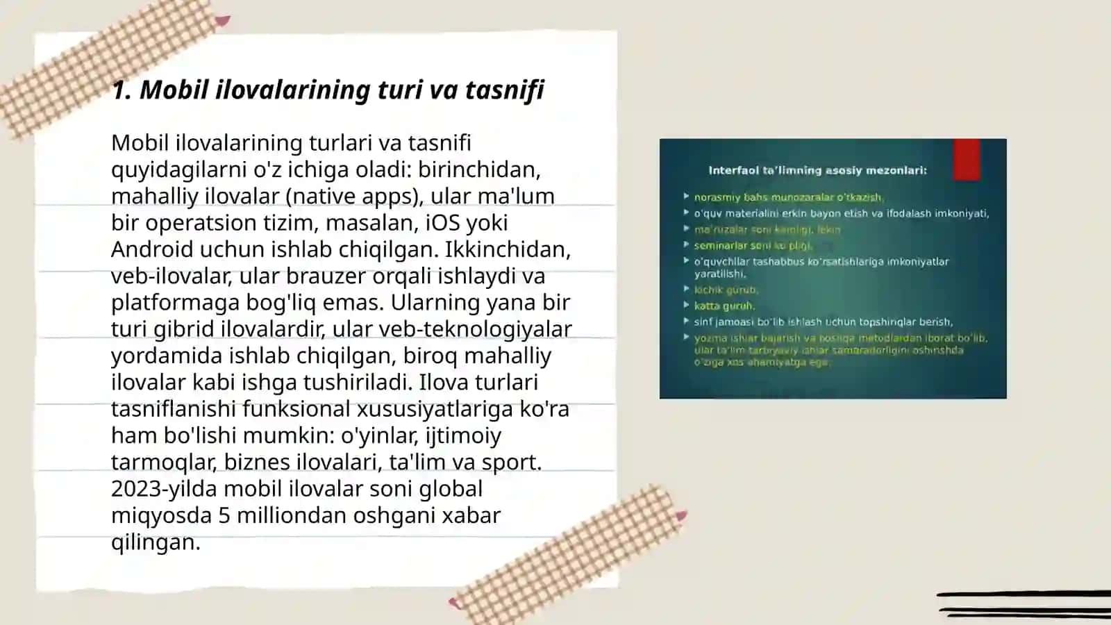 Turli xil tuzilish va tashqi ko‘rinishdagi ilovalarning tasnifi va tavsifi foydalanish tartibi 3