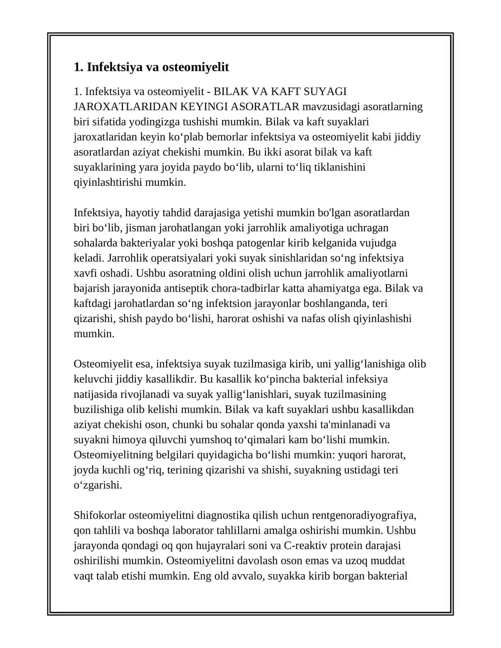 BILAK VA KAFT SUYAGI JAROXATLARIDAN KEYINGI ASORATLAR 3