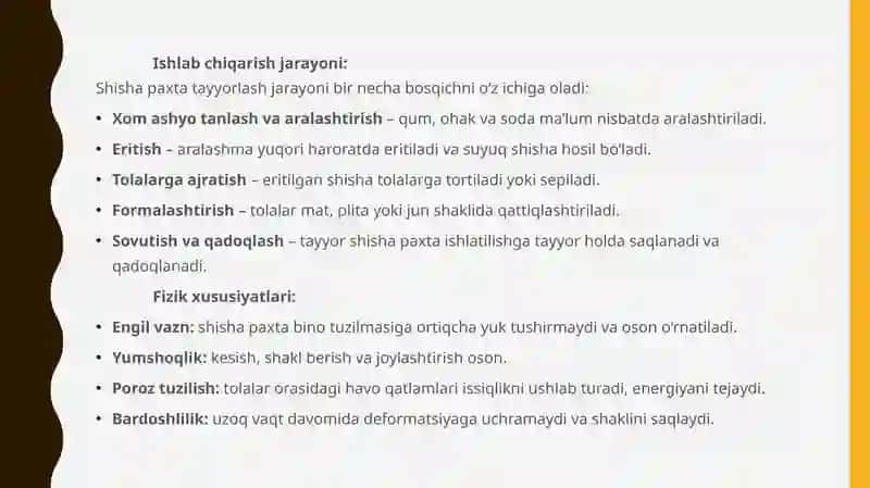 Shisha paxta asosidagi issiqlik izolyatsiya materiallari 3