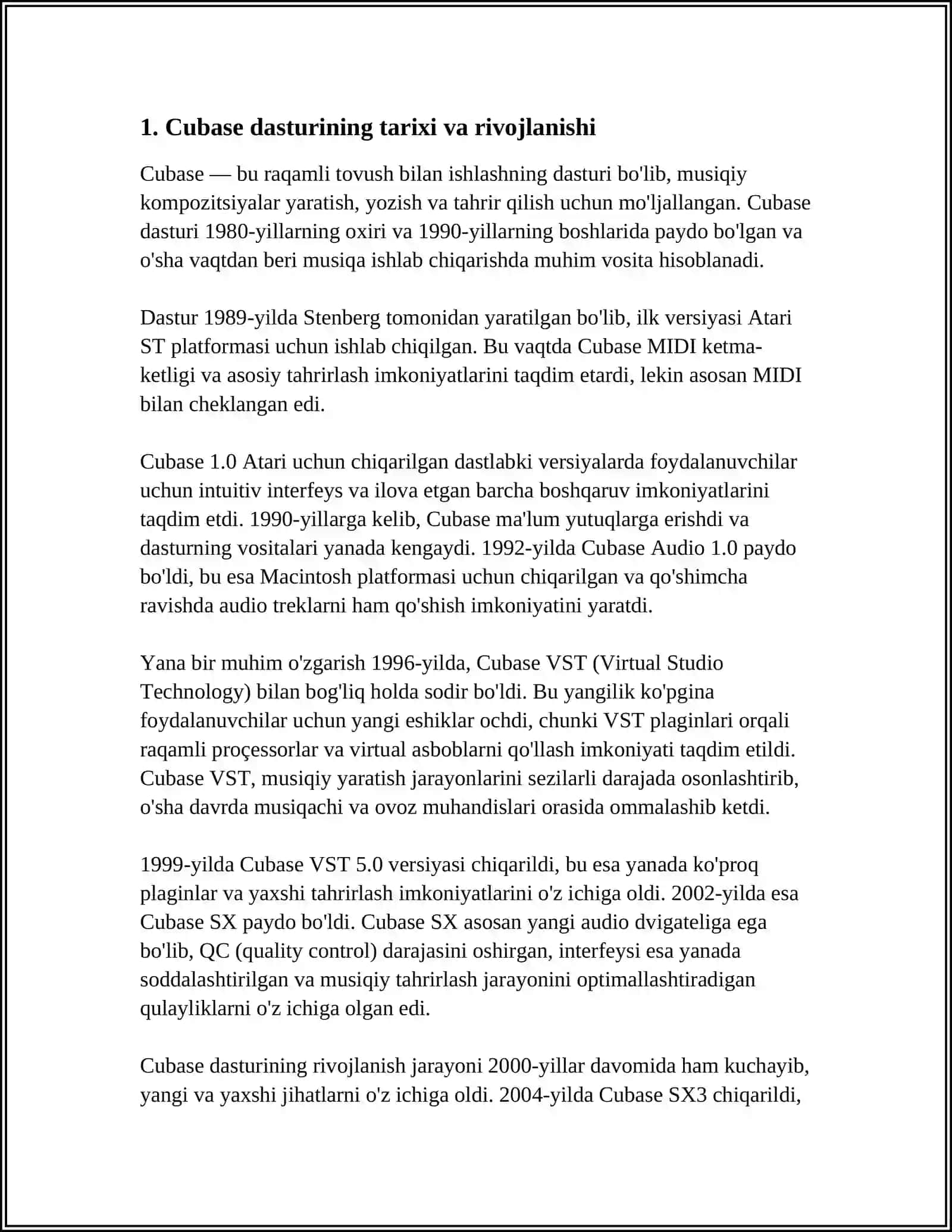 AUDIO FAYLLARNI QAYTA ISHLASH DASTURLARI: CUBASE DASTURI VA UNING IMKONIYATLARI 3