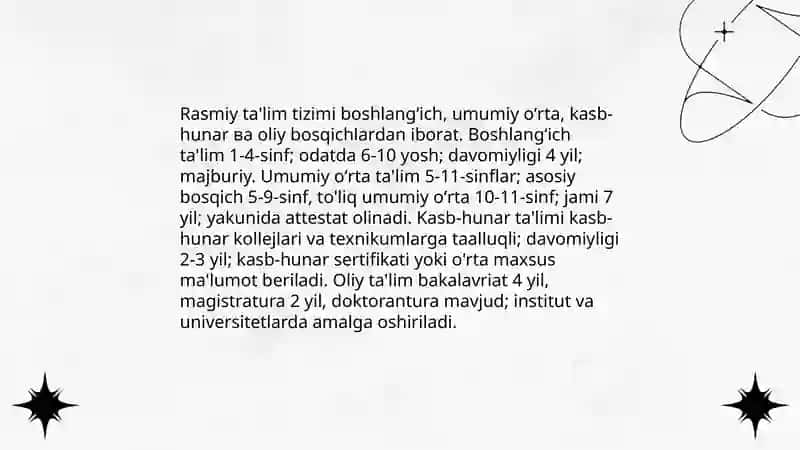 Ta'lim turlari va ta'limni tashkil etish shakllari 3