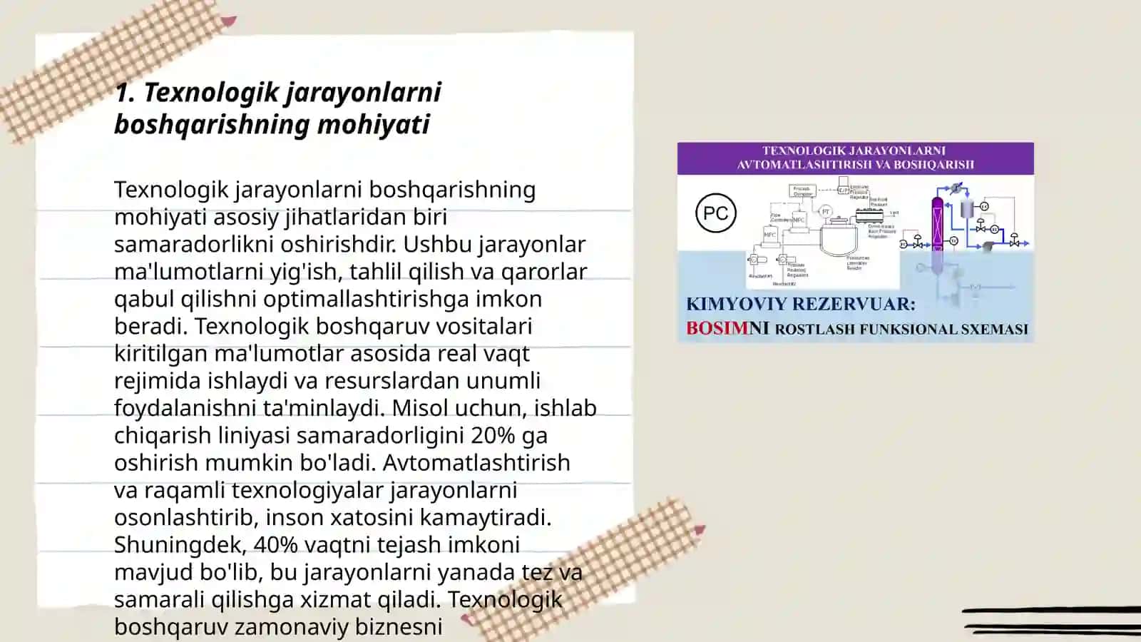 TEXNOLOGIK JARAYONLARNI BOSHQARISH VA EKSPERIMENTLARNI REJALASHTIRISH 3