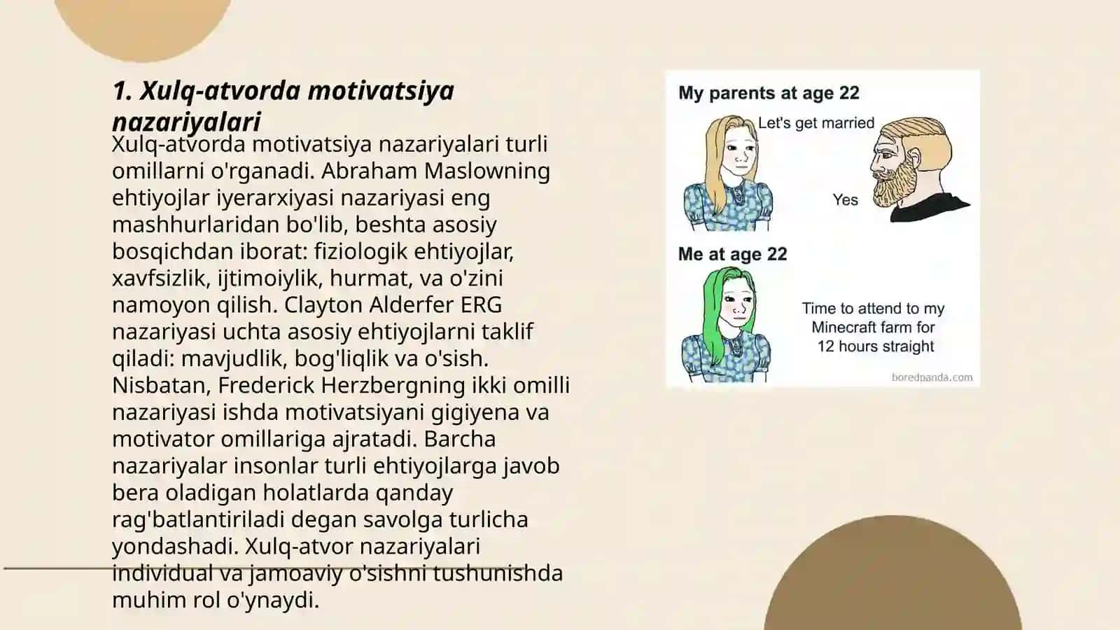 Xulq atvor va faoliyat mativatsiyasi 3