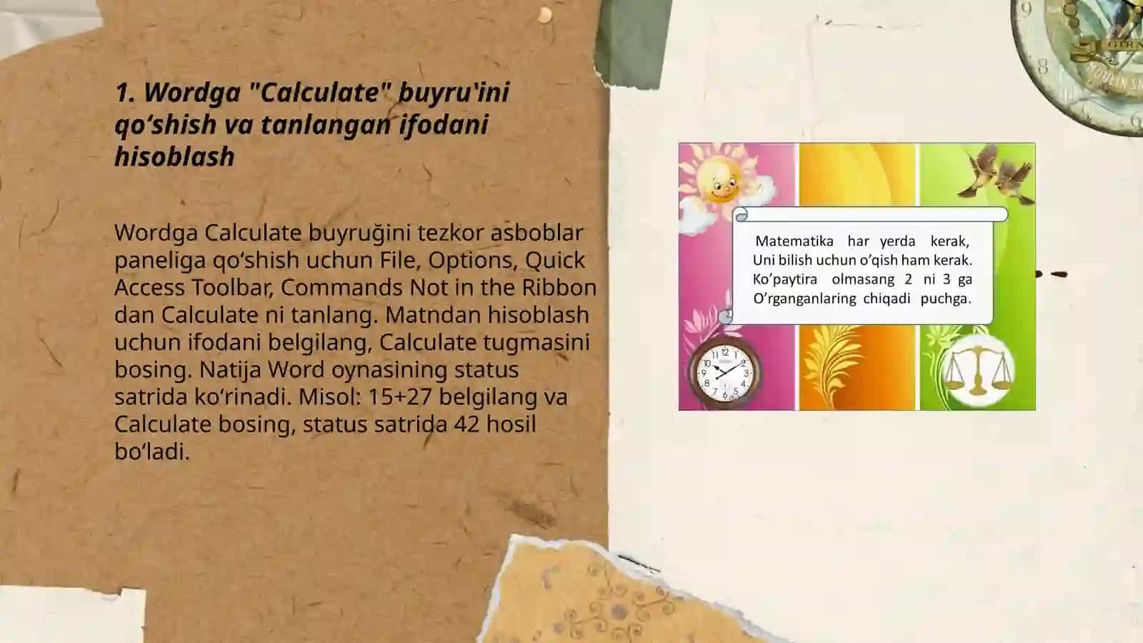 Word matn taxrirlagincha hisoblash amalarni bajarish 3