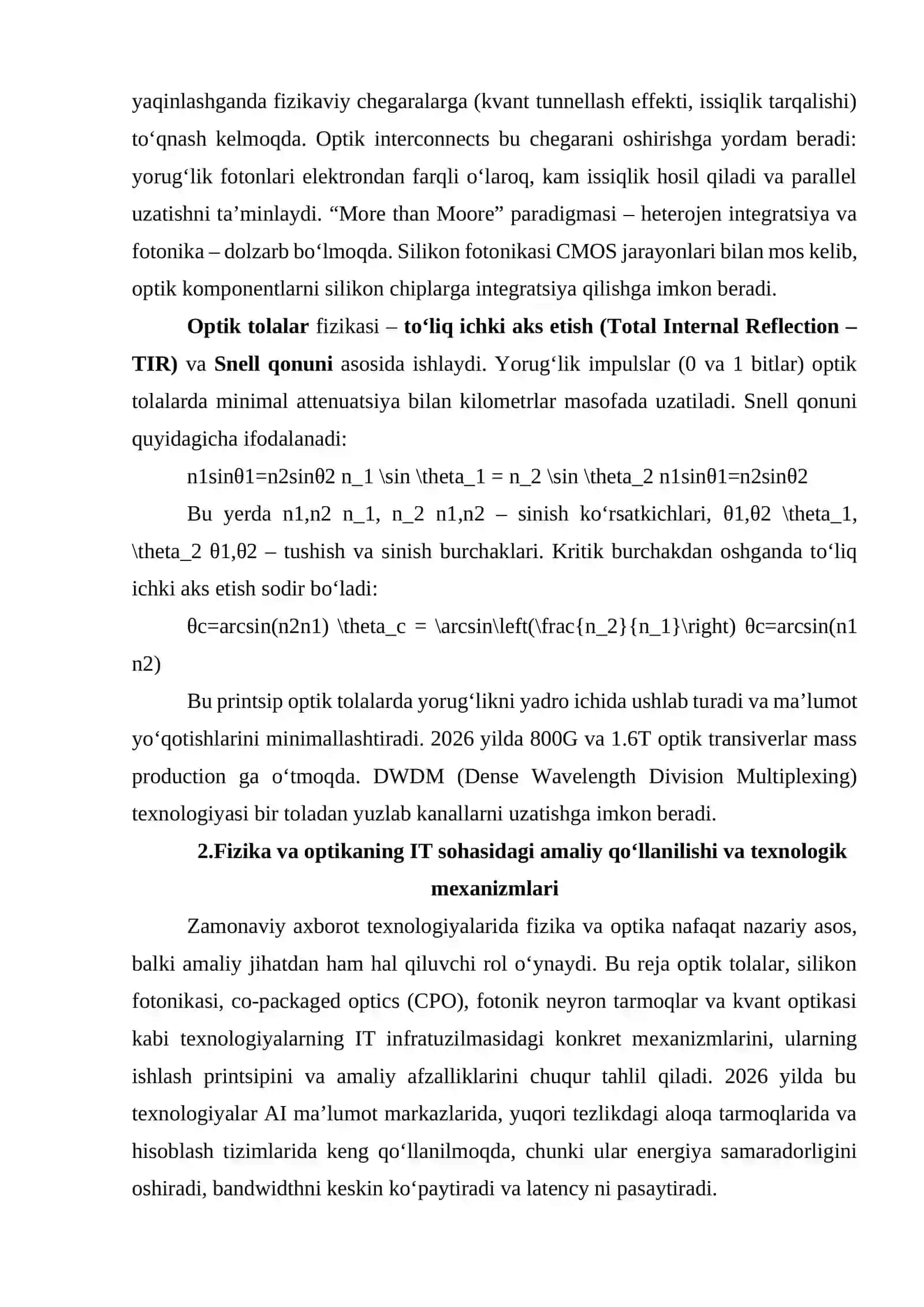 FIZIKA VA OPTIKANING AXBOROT TEXNOLOGIYALARI (IT) SOHASIGA BO‘LGAN BOG‘LIQLIGI 3