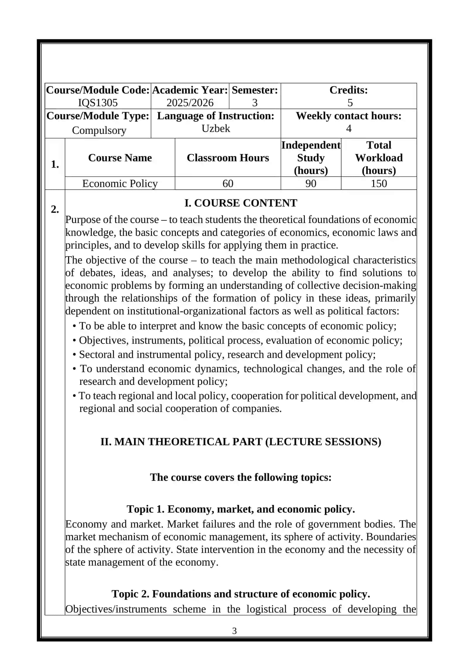 Economic Policy 3