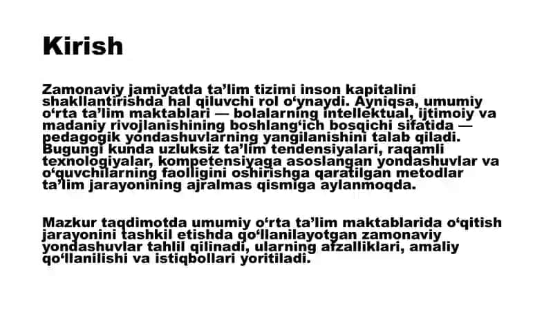 Umumiy o'rta ta'lim maktablarida o'qitish jarayonlarini tashkil etishga doir zamonaviy yondashuvlar 3