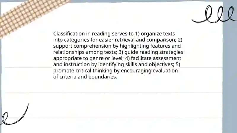 Classification in reading 3