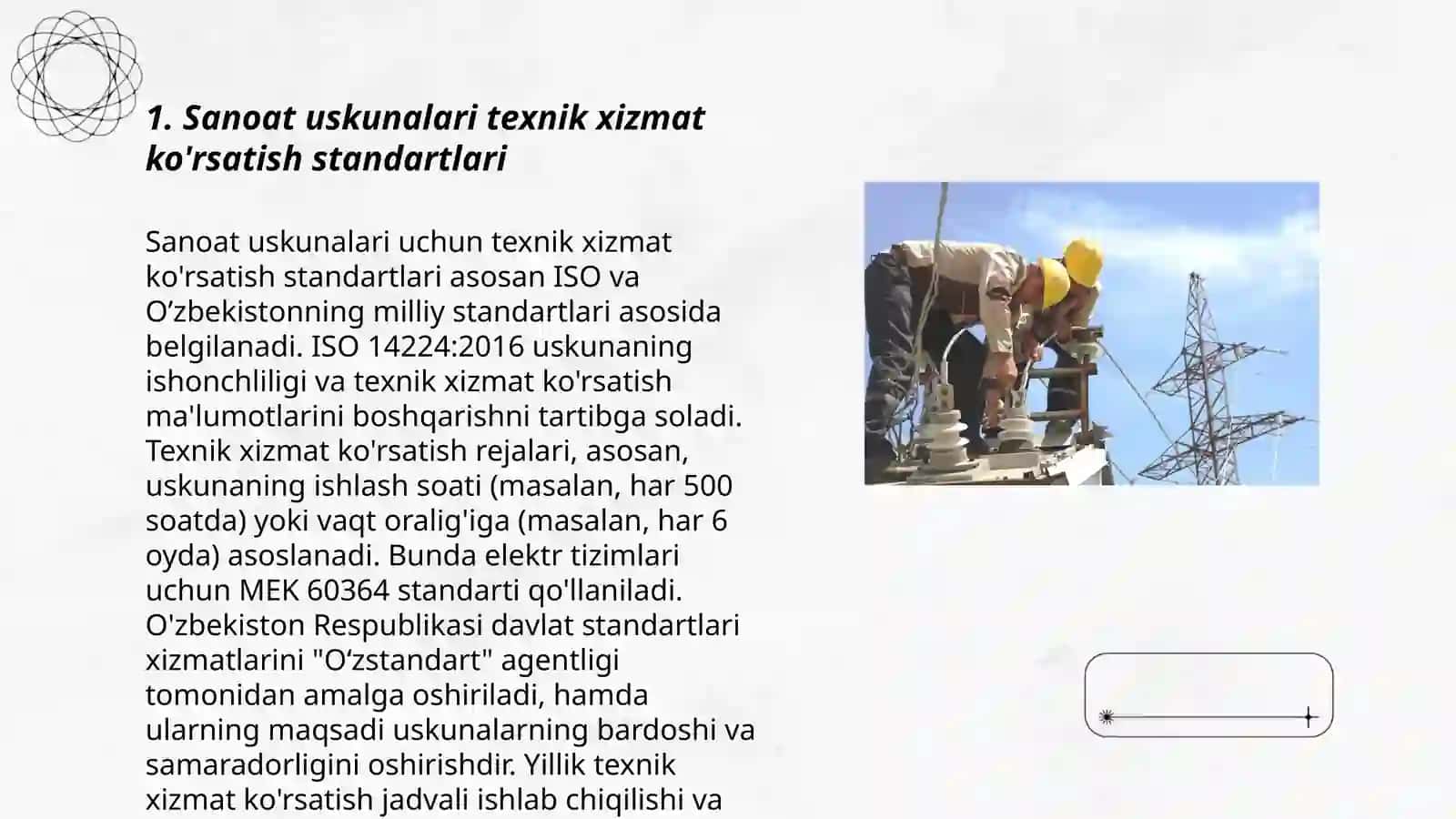 Sanoat uskunalari texnik xizmat ko'rsatish standartlari 3