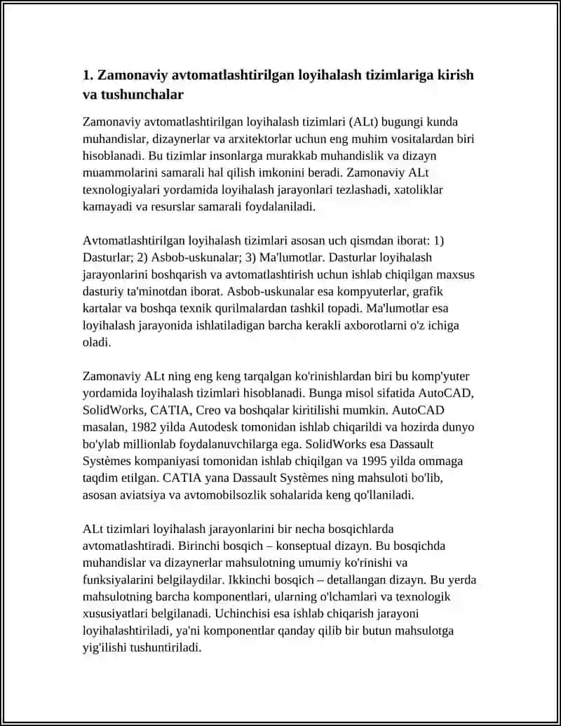 Zamonaviy avtomatlashtirilgan loyihalash tizimlariga kirish va tushunchalar 3