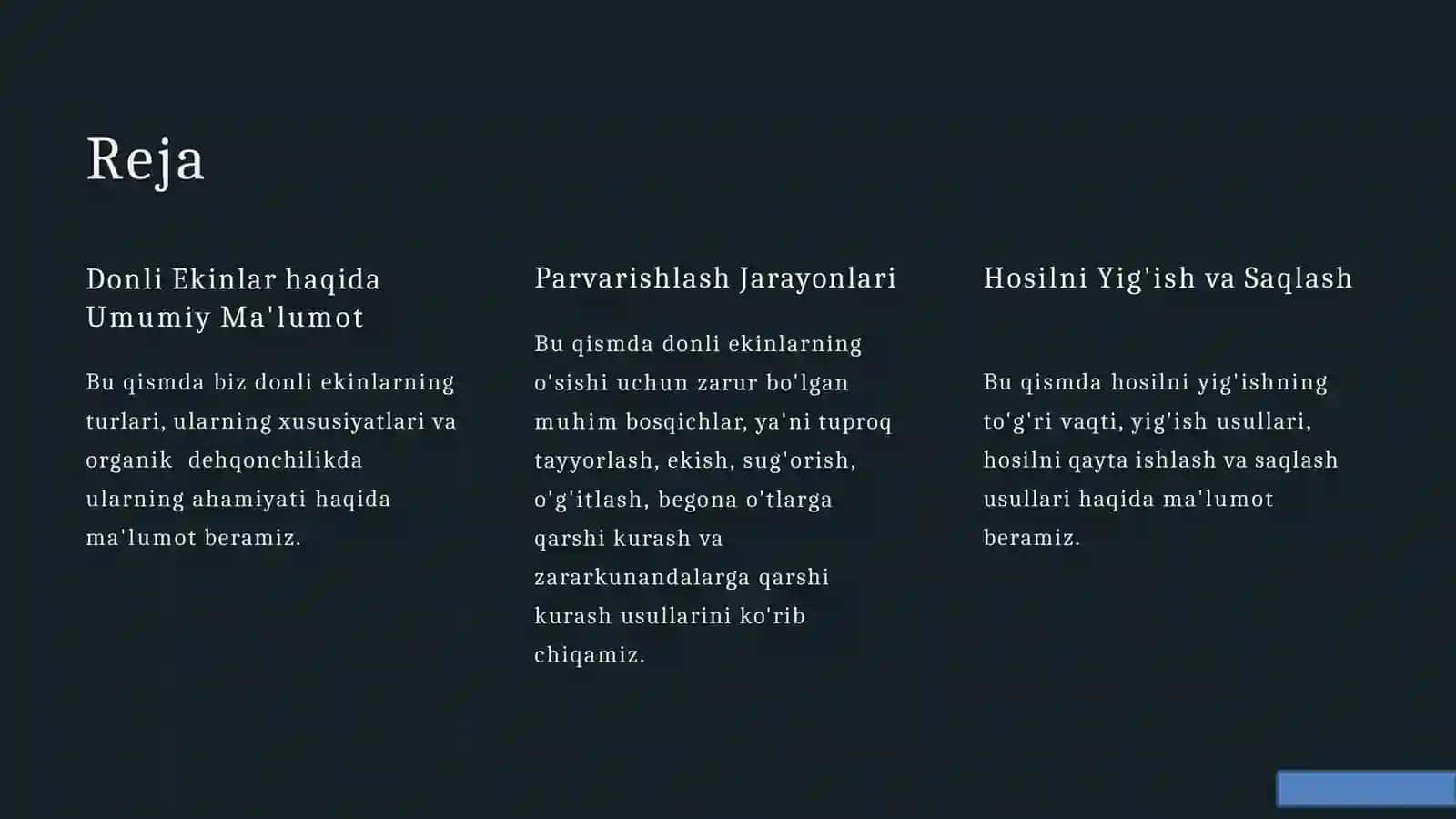 Organik dehqonchilikda  donli ekinlar  yetishtirish 3