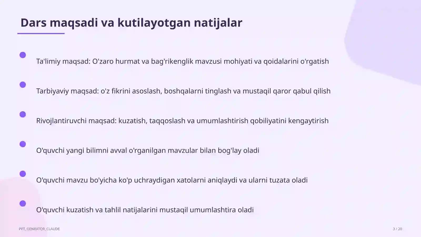 O'zaro hurmat va bag'rikenglik (7-sinf) 3