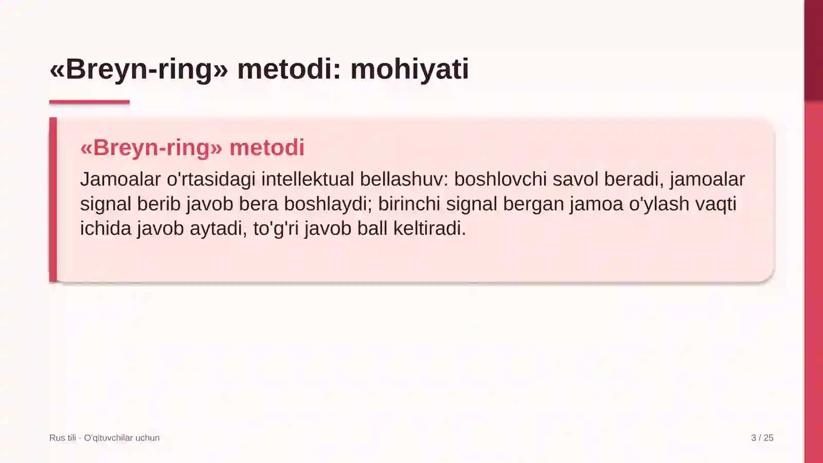 rus tili darslarida breyn ring metodidan foydalanish 1283 3