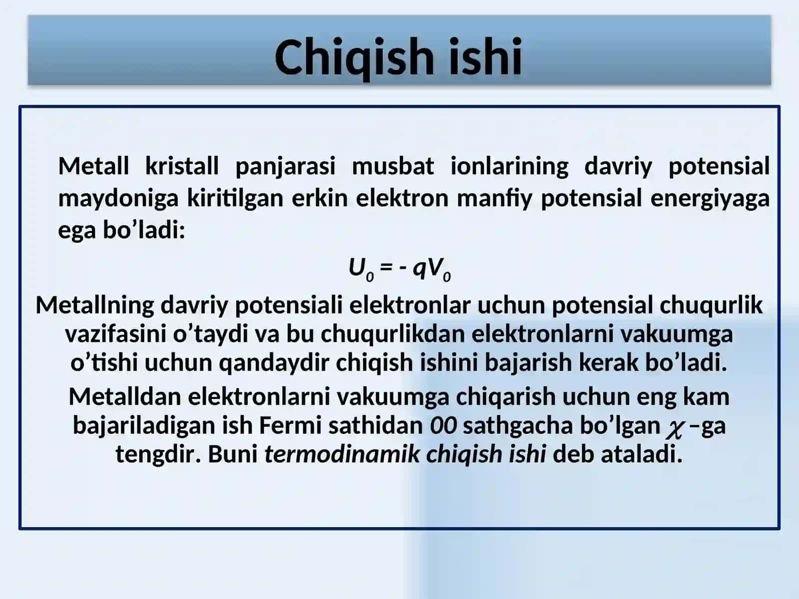 Metall-metall,, metall-yarim o’tkazgich,, yarim o’tkazgich chegaralaridagi kontakt hodisalar 3