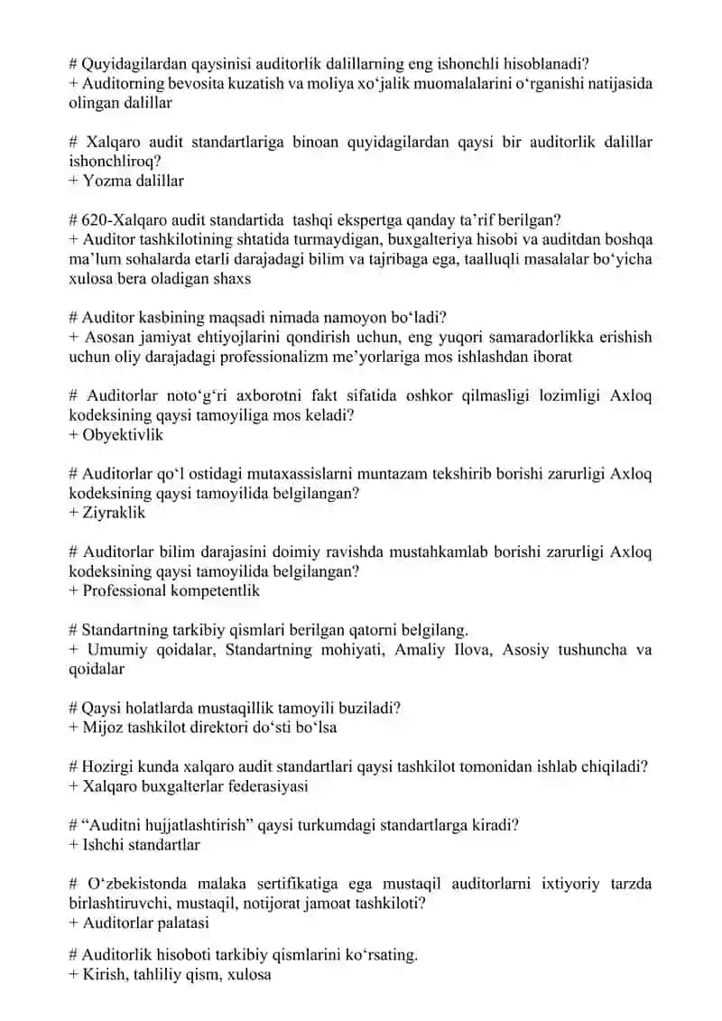 Audit yakuniy javoblari 3