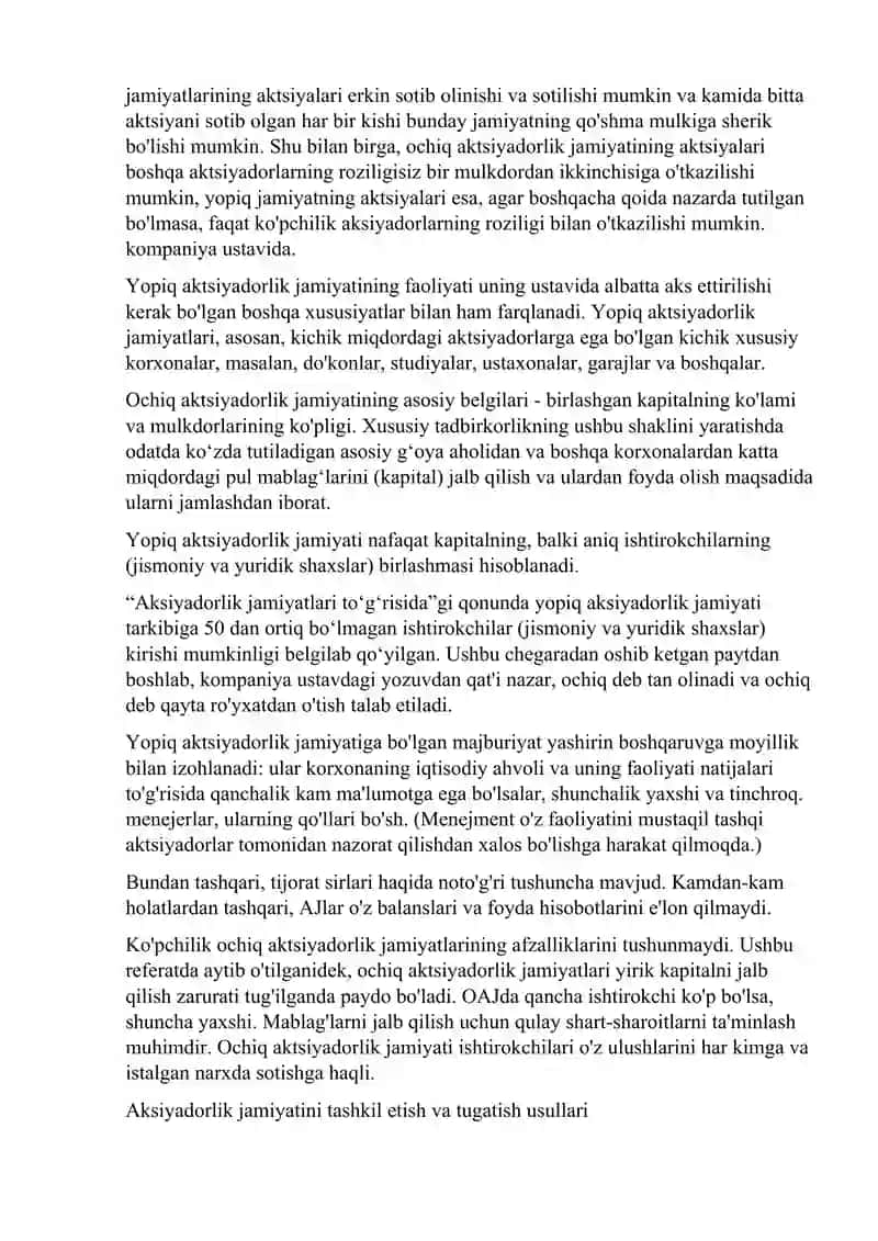 Aksiyadorlik jamiyati va ularning turlari 3
