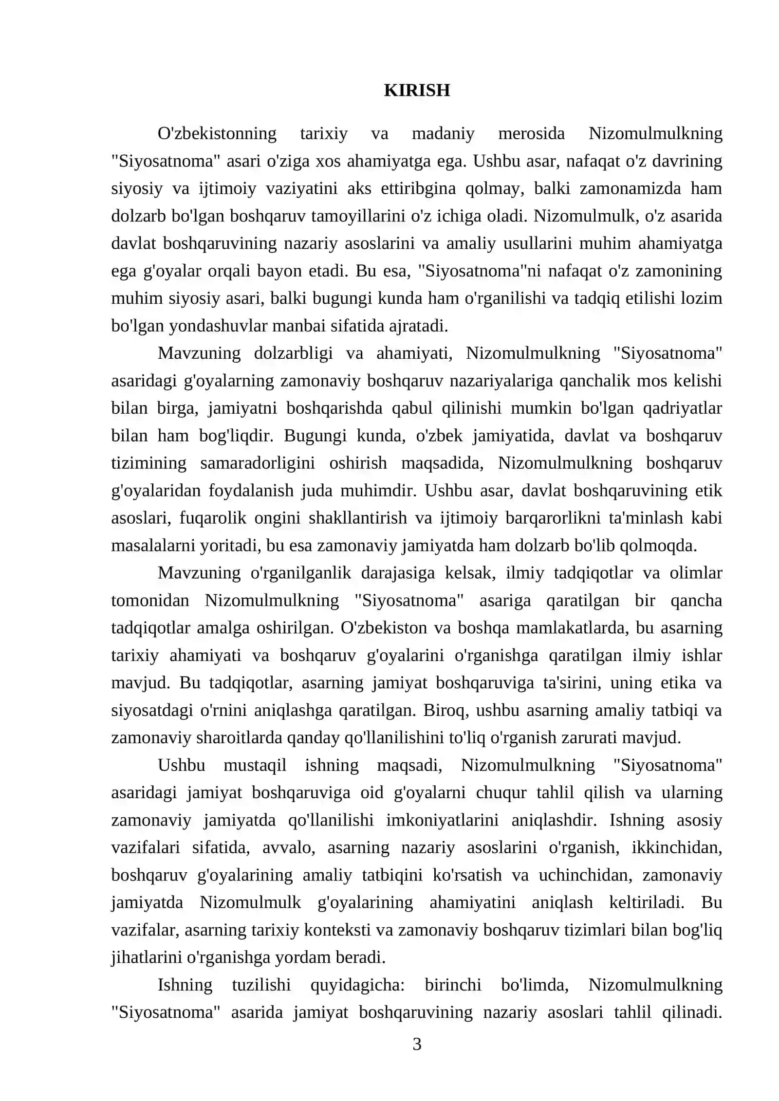 Nizomulmulkning "Siyosatnoma" asari boʻyichi jamiyat boshqaruviga oid gʻoyalarni tahlil etish 3