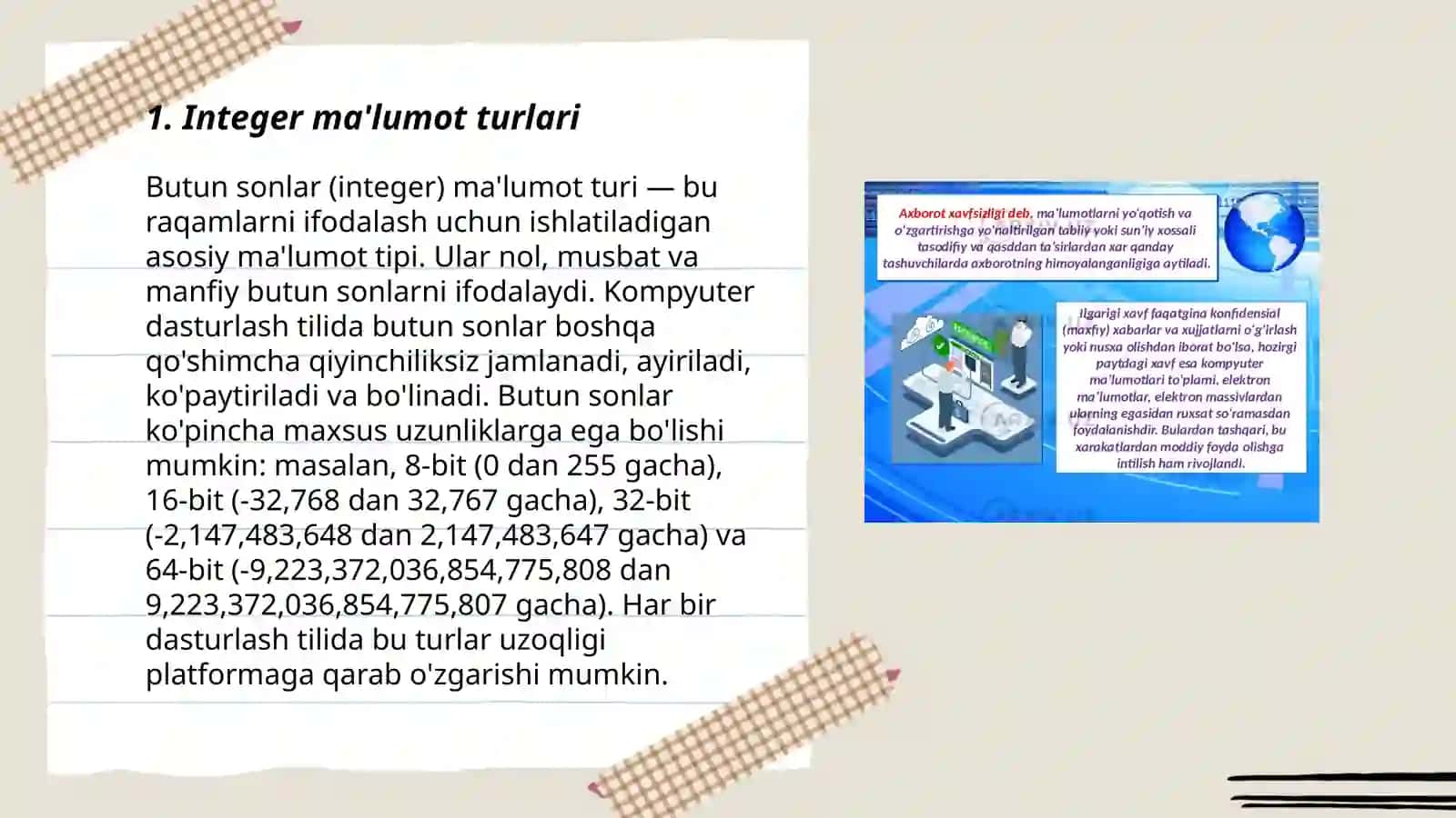 Integer ma'lumot turlari 3