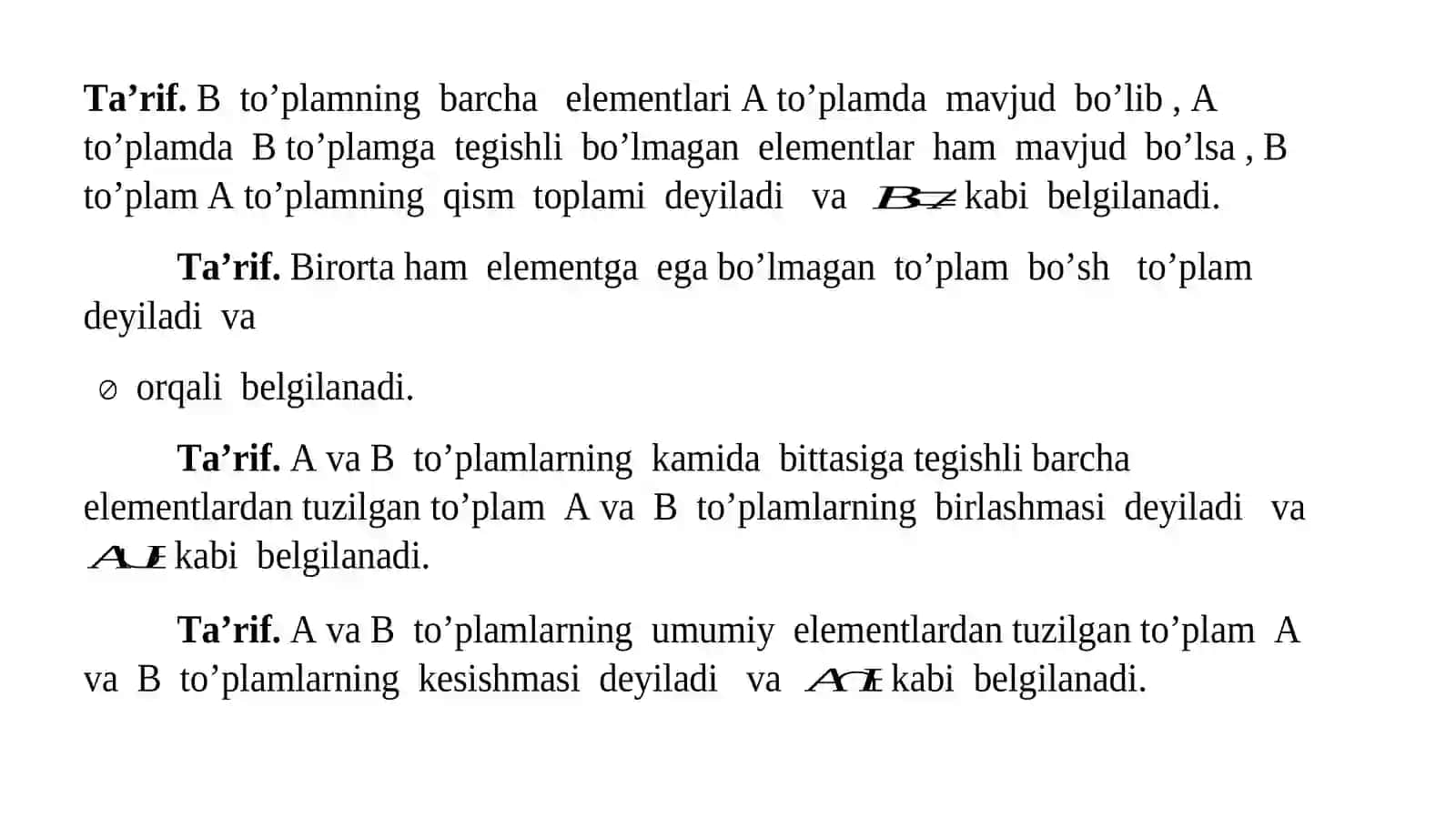 To’plam va ular ustida amallar 3