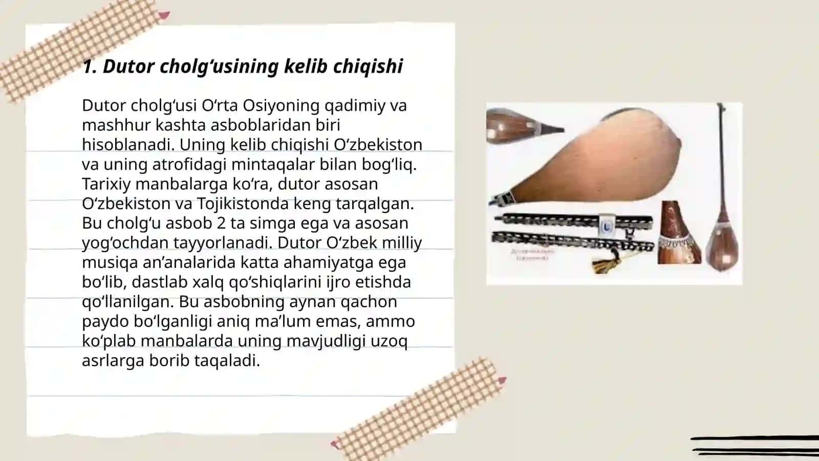Dutor cholğu asbobi tarixi 3