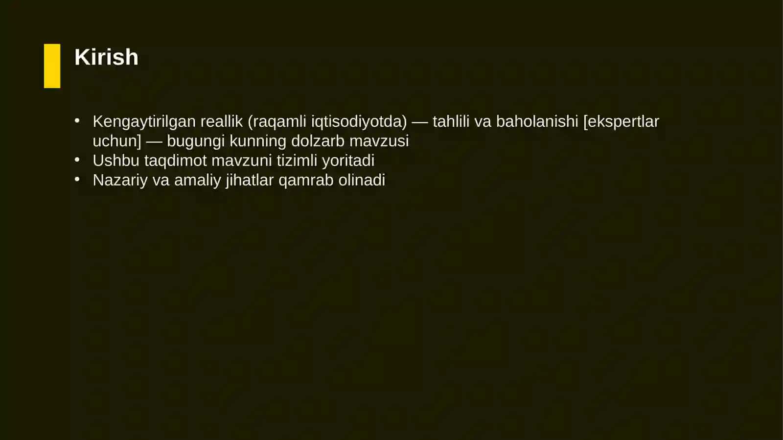 Kengaytirilgan reallik (raqamli iqtisodiyotda) — tahlili va baholanishi [ekspertlar uchun] 3