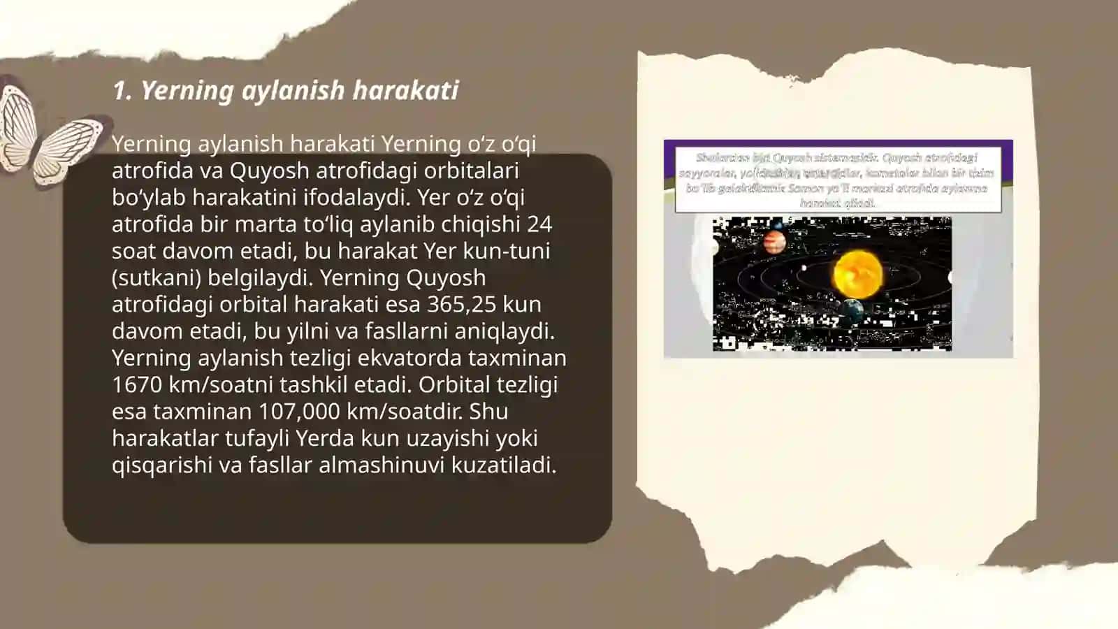 Yer sayyorasi. Yerning harakati va uning geografik qobiği sobirjonova mohidil 3