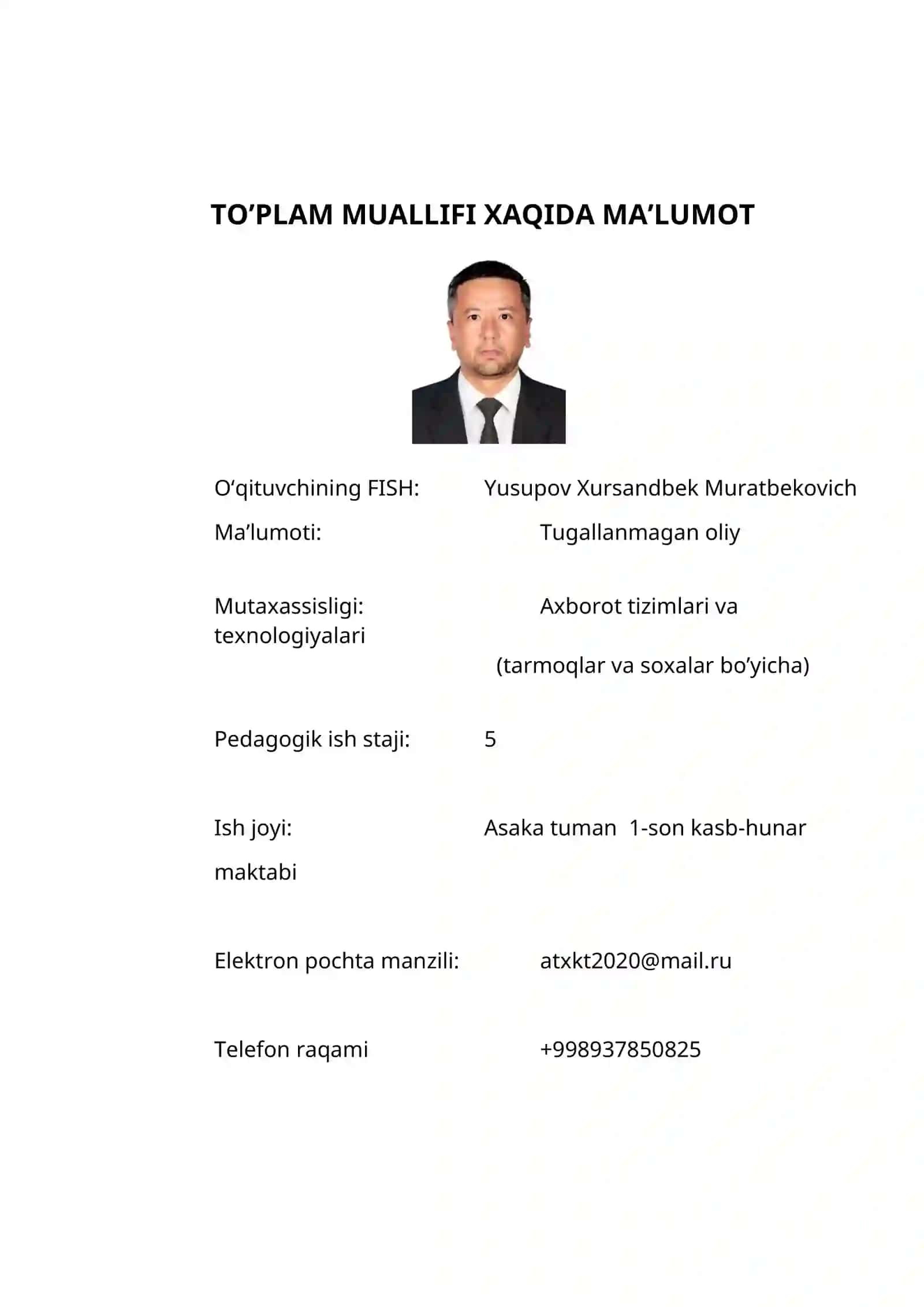 AXBOROT XAVFSIZLIGI FANIDAN O‘QITISH MATERIALLARI TO’PLAMI 3