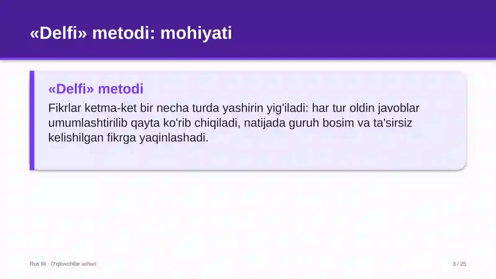 rus tili darslarida delfi metodidan foydalanish 4463 3