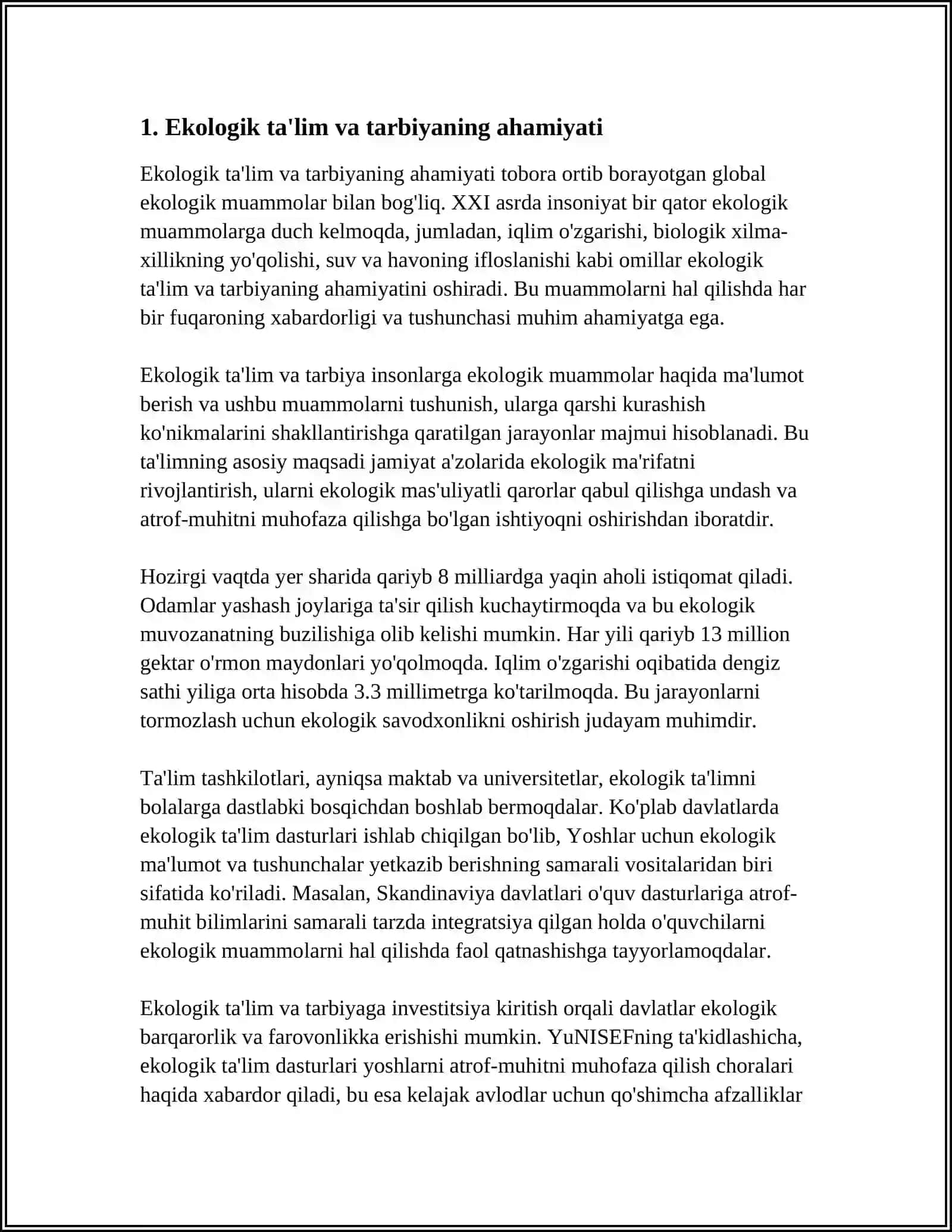 EKOLOGIYA FANINING HAYOTIMIZDAGI O‘RNI VA FAOLYATI 3