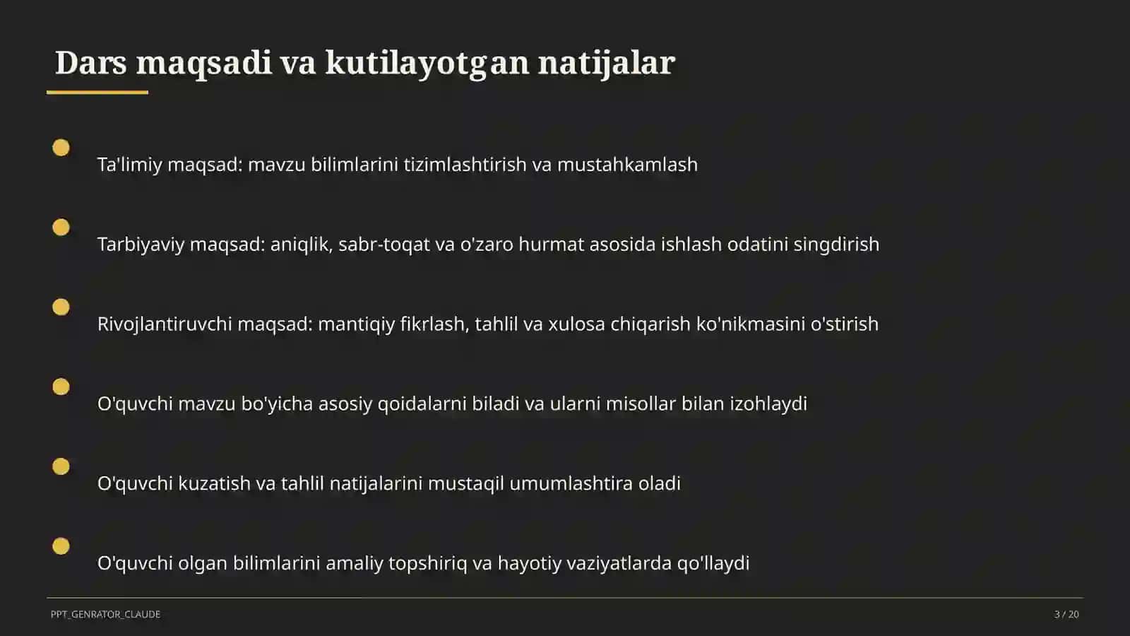 Dolzarb mavzular — maktab va o'qituvchilar (2026) — takrorlash darsi uchun 3