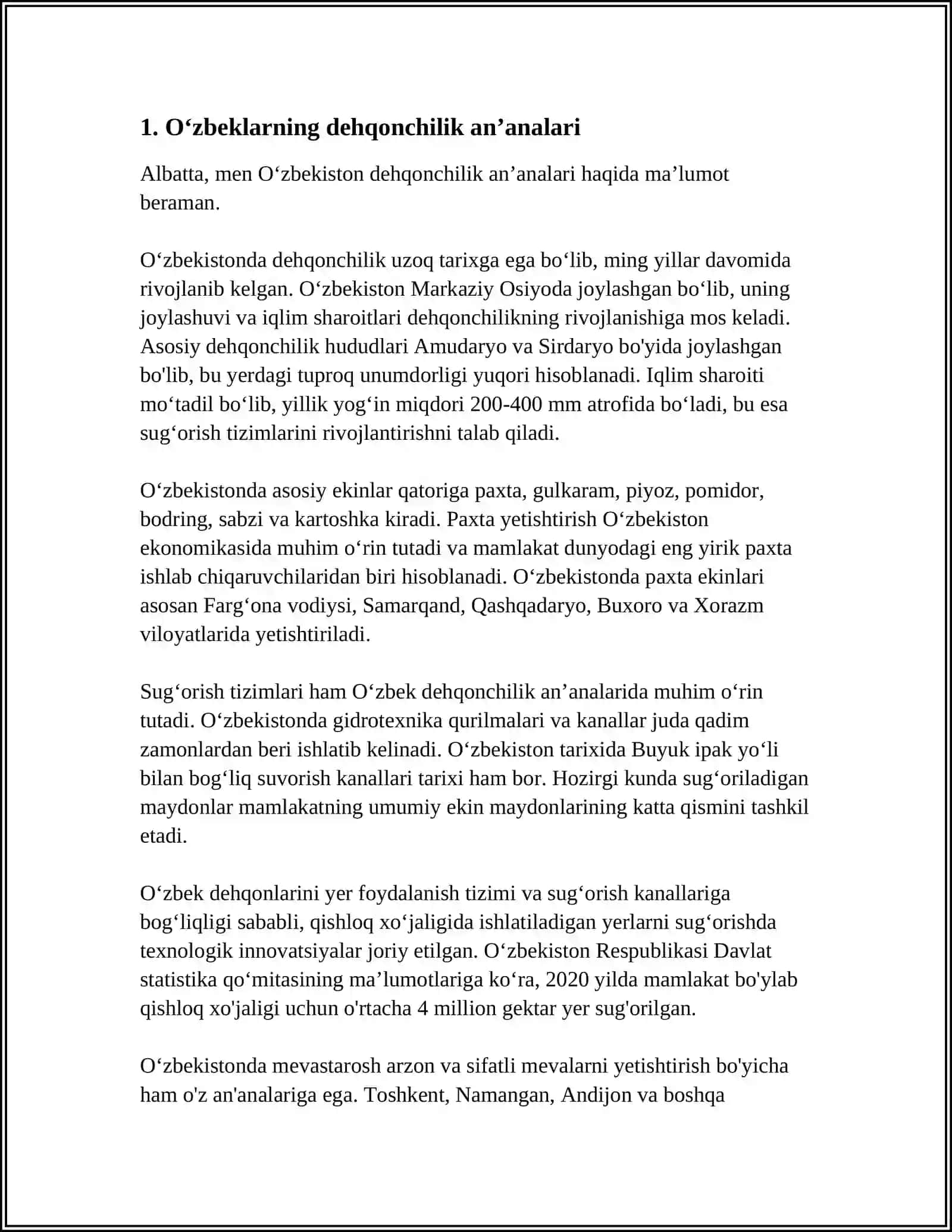 Oʻzbeklarning dehqonchilik anʼanalari 3