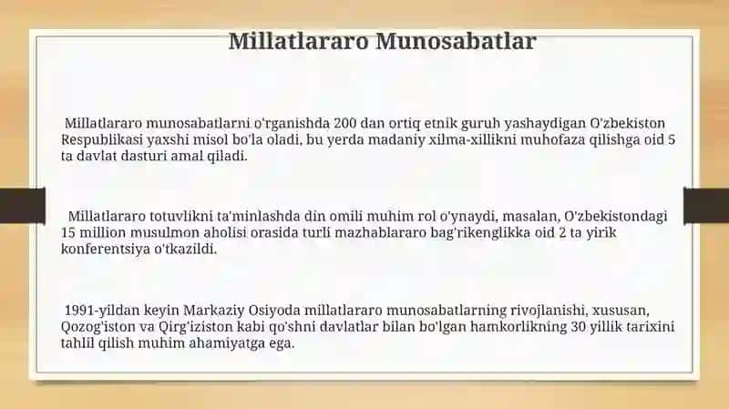 Millatlararo Munosabatlar 3