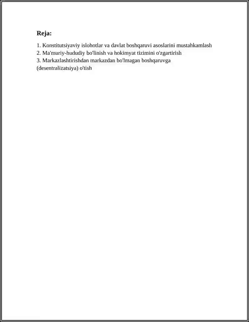 MUSTAQILLIK YILLARIDA DAVLAT BOSHQARUVI TIZIMIDA AMALGA OSHIRILGAN ISLOHOTLAR 3