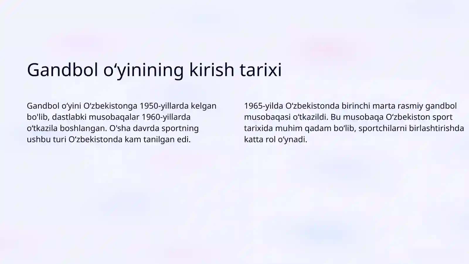 Gandbol oʻyinining Oʻzbekistonda rivojlanishi 3