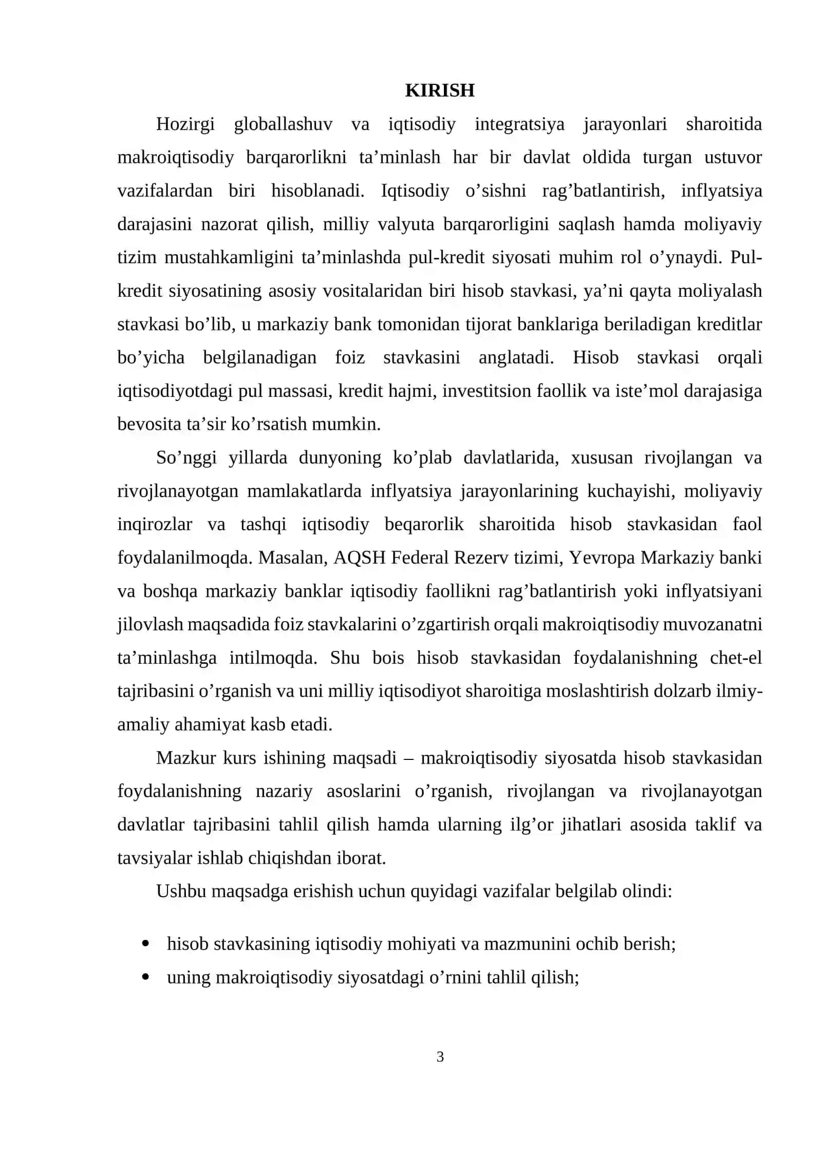 MAKROIQTISODIY SIYOSATDA HISOB STAVKASI (QAYTA MOLIYALASH STAVKASI) DAN FOYDALANISHNING CHET-EL TAJRIBASI 3