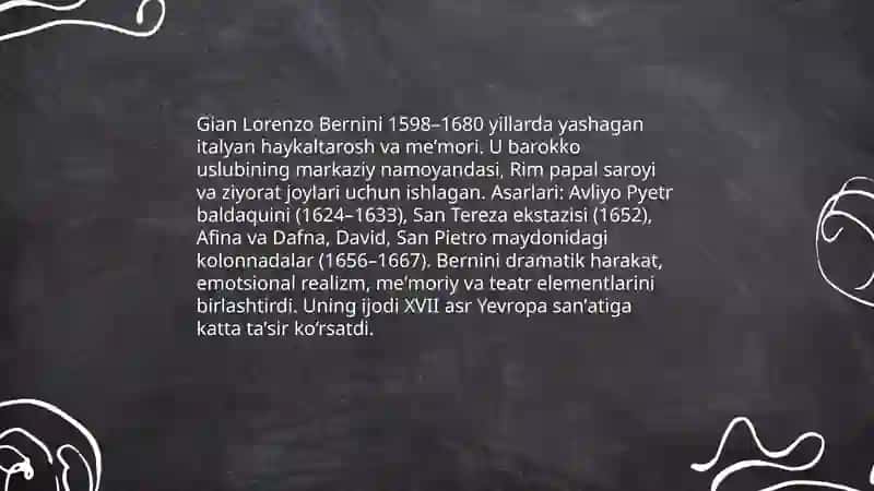 XVII-XIX asrlarda Jahon sanʼatida yetakchi ijodkorlar hayoti va ijodi 3