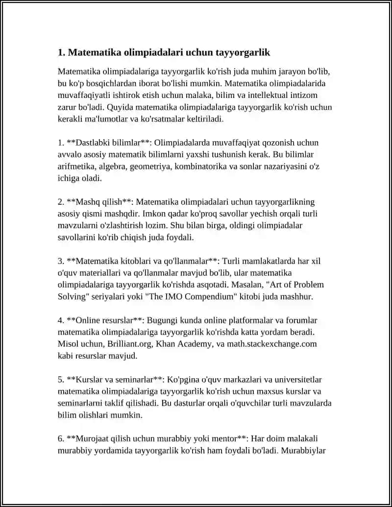 Matematika Olimpiadalariga Tayyorgarlik 3