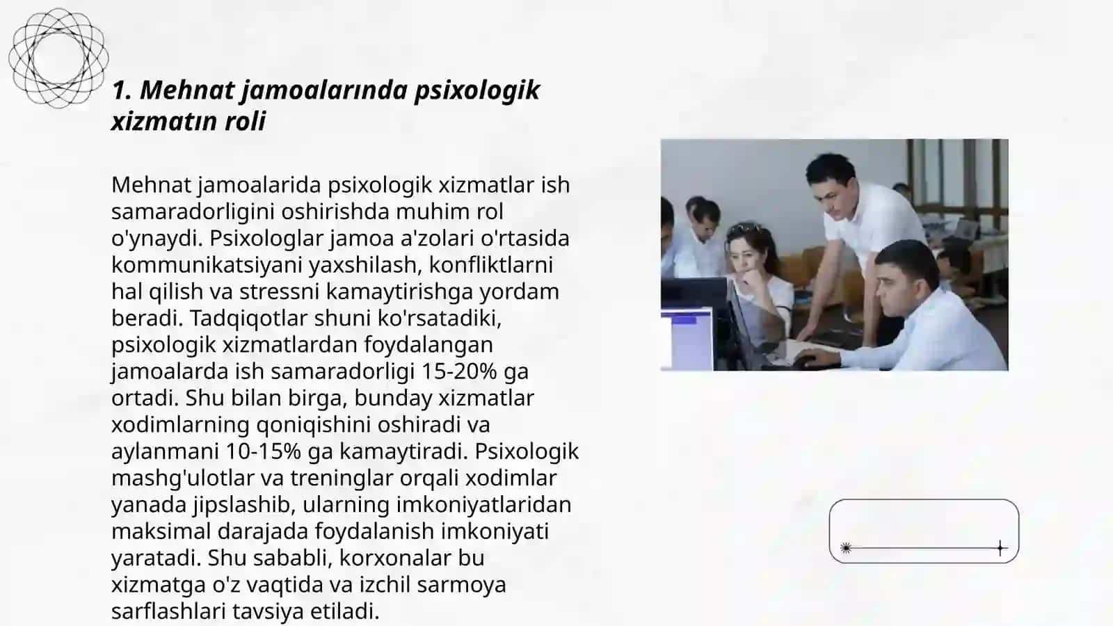 Mehnat jamoalarida psixologik xizmat amaliyoti 3