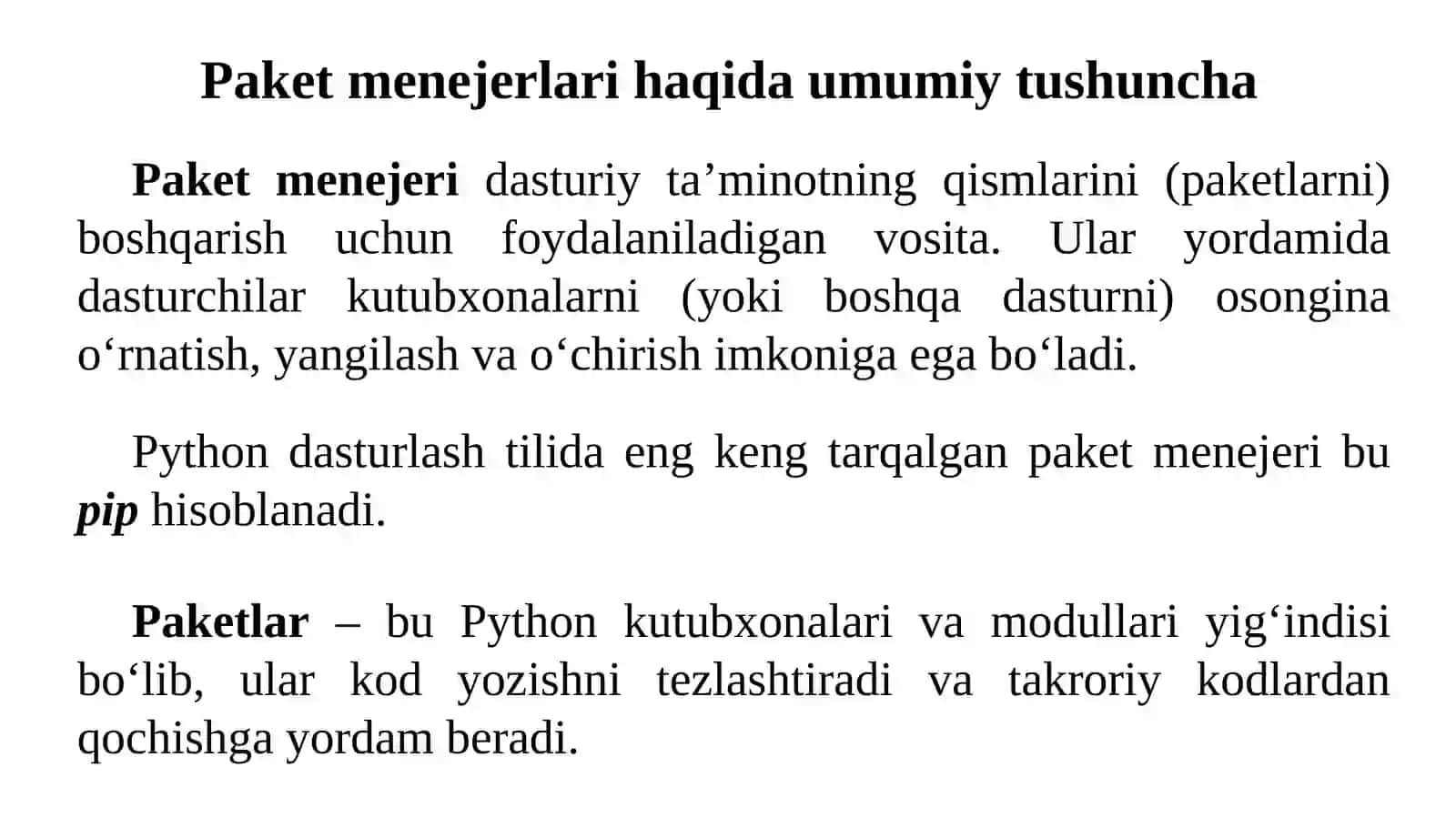 Paketlar bilan ishlash: pip va pipenv vositalari 3