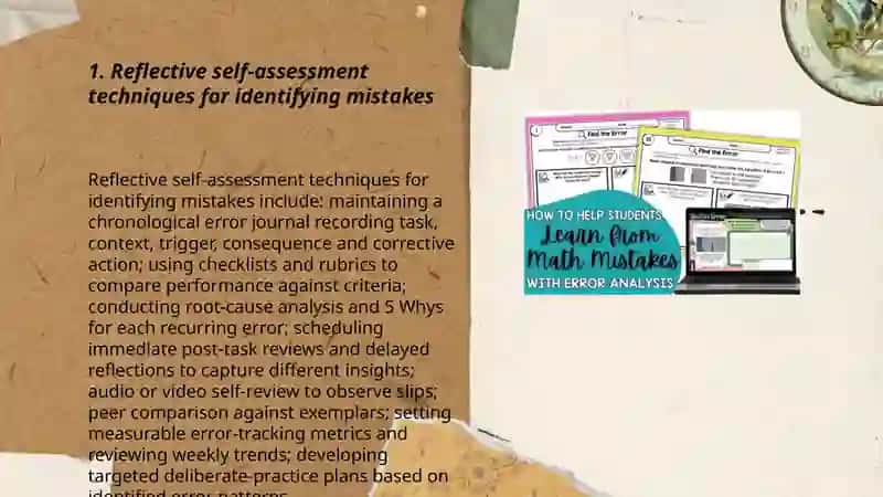 Self assessment. Error analysis and learning from mistakes 3