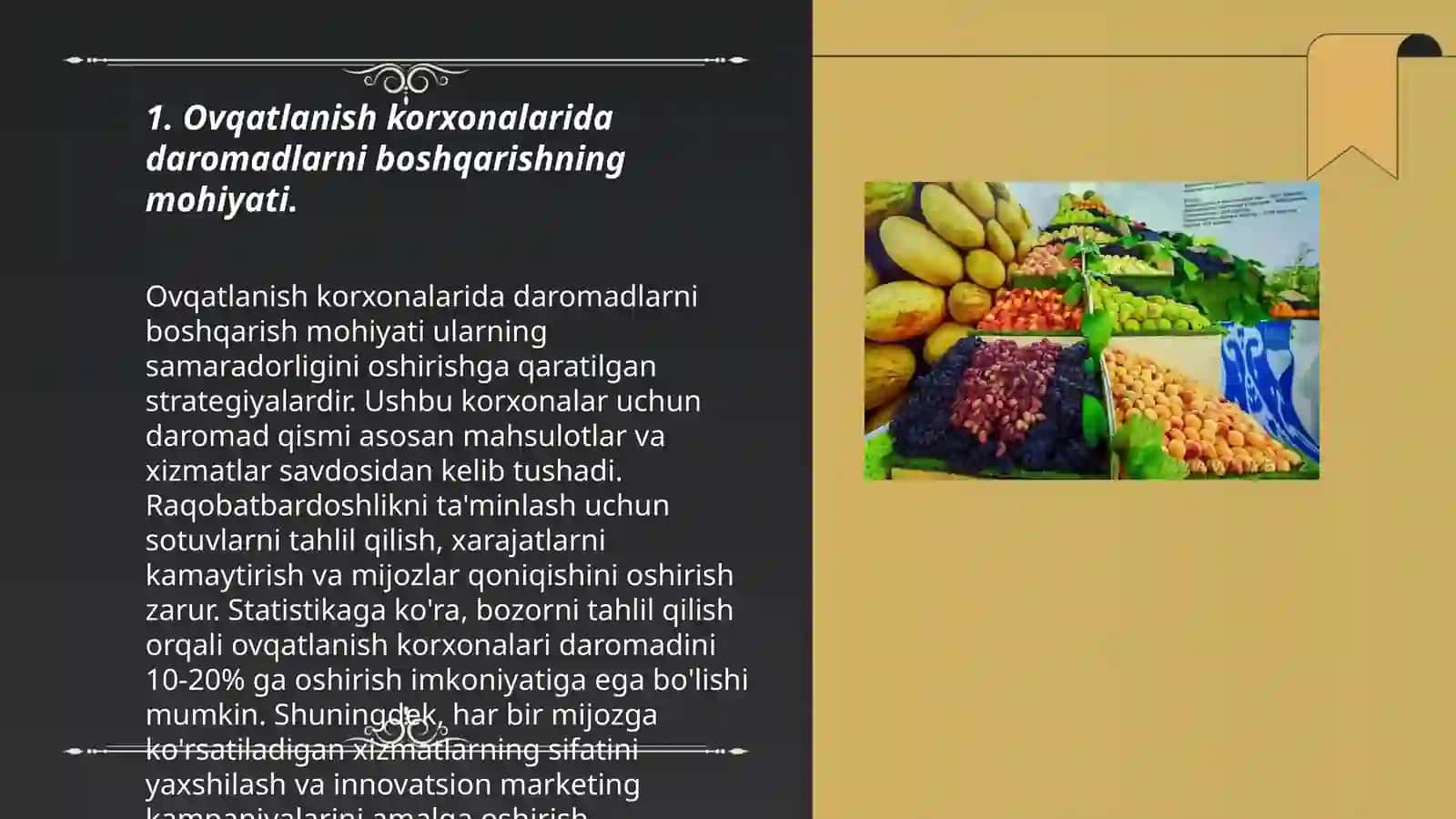 Ovqatlanish korxonalari daramodlarini boshqarishning nazariy asoslari 3