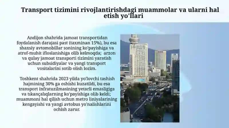 Transport Tizimini Rivojlantirishdagi Muammolar va Ular Haqida 3