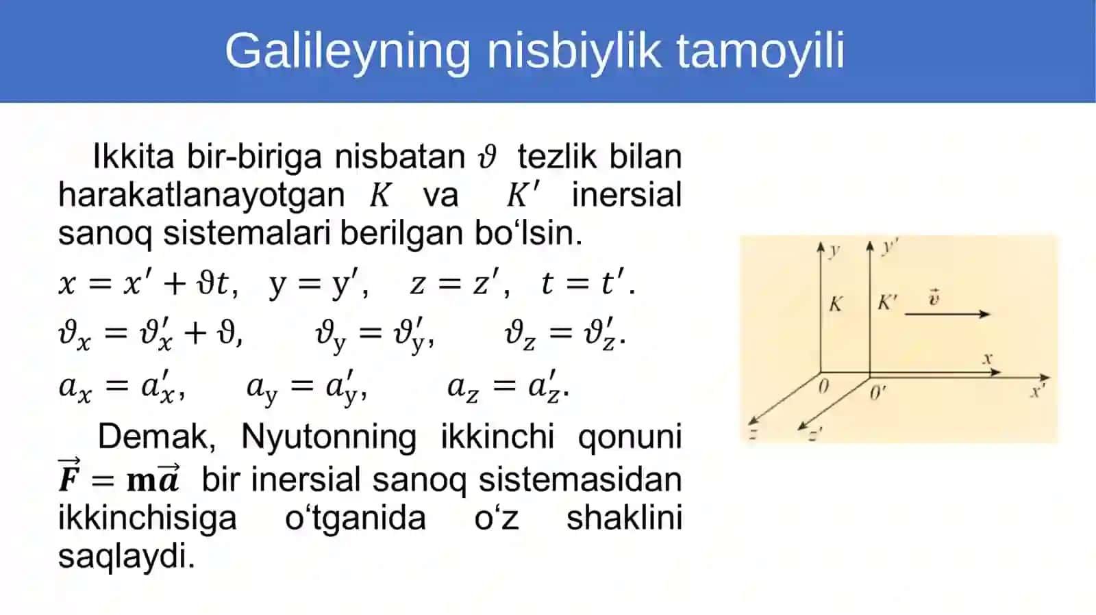Maxsus nisbiylik nazariyasi asoslari. Tezliklarning qo‘shishning relyativistik qonuni 3