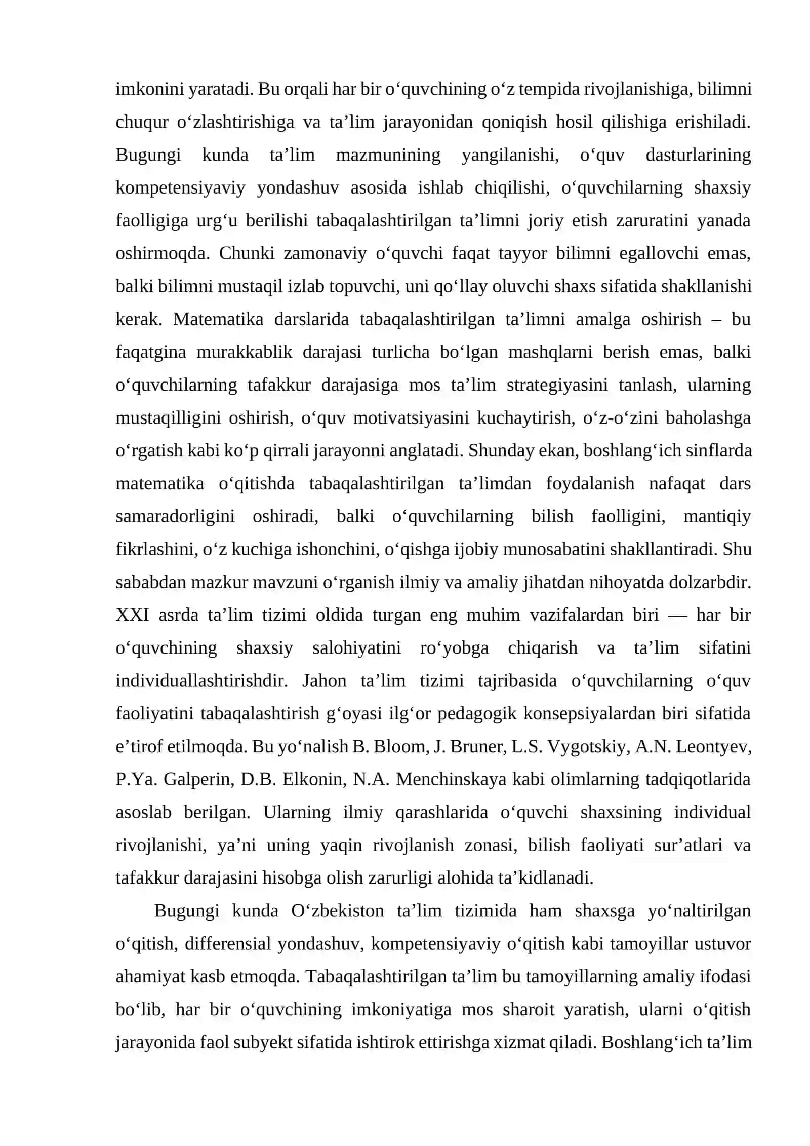 BOSHLANG‘ICH SINFLARDA MATEMATIKA O‘QITISHDA TABAQALASHTIRILGAN TA’LIMNI QO‘LLASHNING AMALIY YO‘LLARI 3
