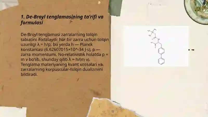 Zarralarning tolqin xossalari.De-Broyl formulalari va tolqini 3