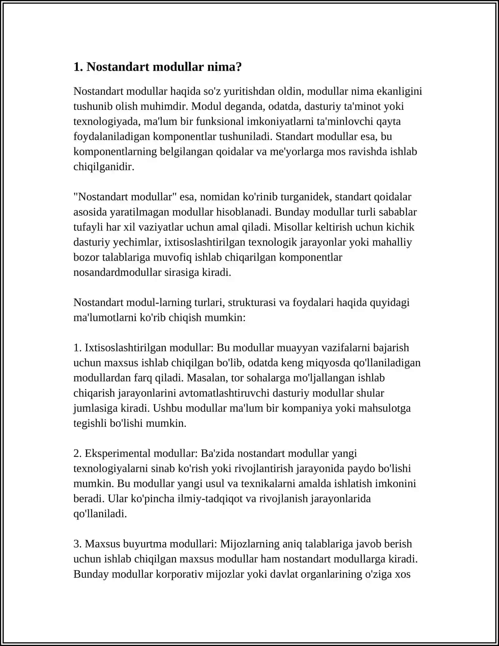 NOSTANDART MODULLARNI YARATISH VA ULARNI DASTURDA QOʻLLASH 3
